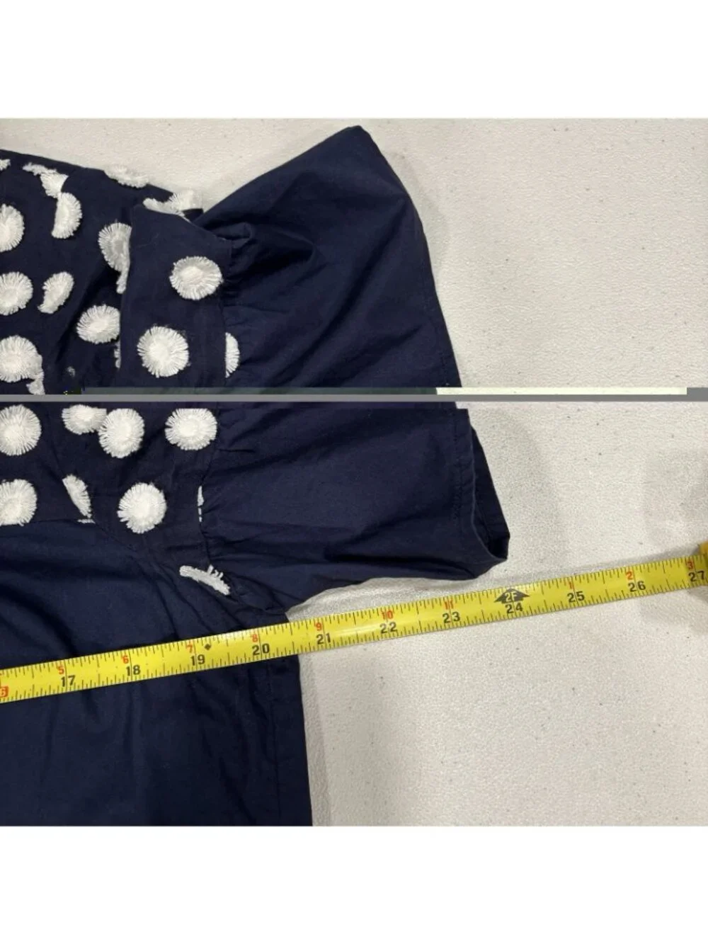 J Crew Bell Sleeve Polkadot Navy Blue Cotton Short Dress Size 6